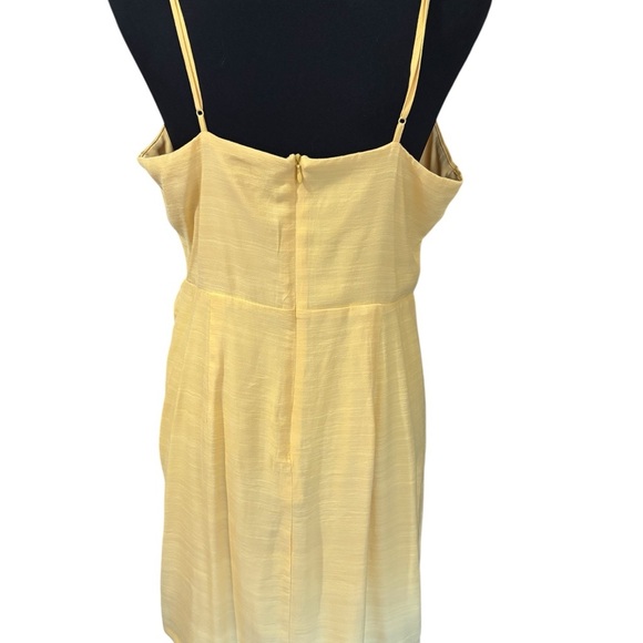 Nine West Side Tie Faux Wrap Sundress Yellow Women’s Large Adjustable Straps - Picture 2 of 11